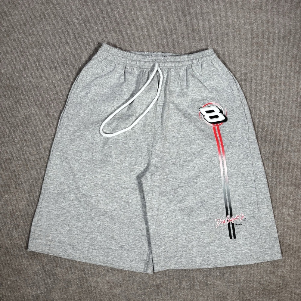 Vintage Dale Earnhardt Jr Shorts Mens L Gray Knit Cotton Logo Nascar Chase